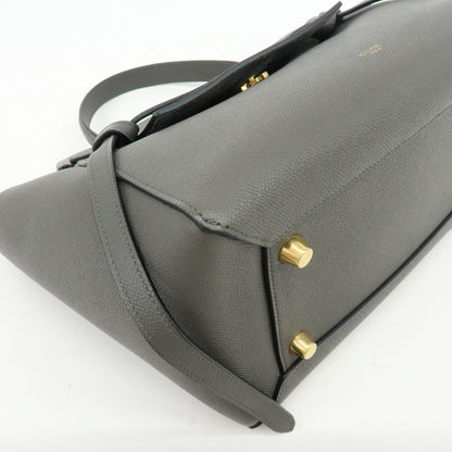 Celine Belt Textured Leather, Gray, Calfskin, Handbag
