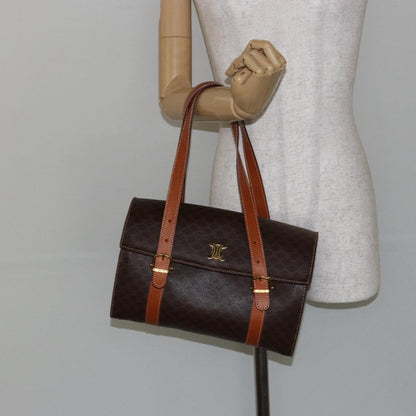 Celine Vintage Macadam Macadam, Brown, Canvas, Handbag