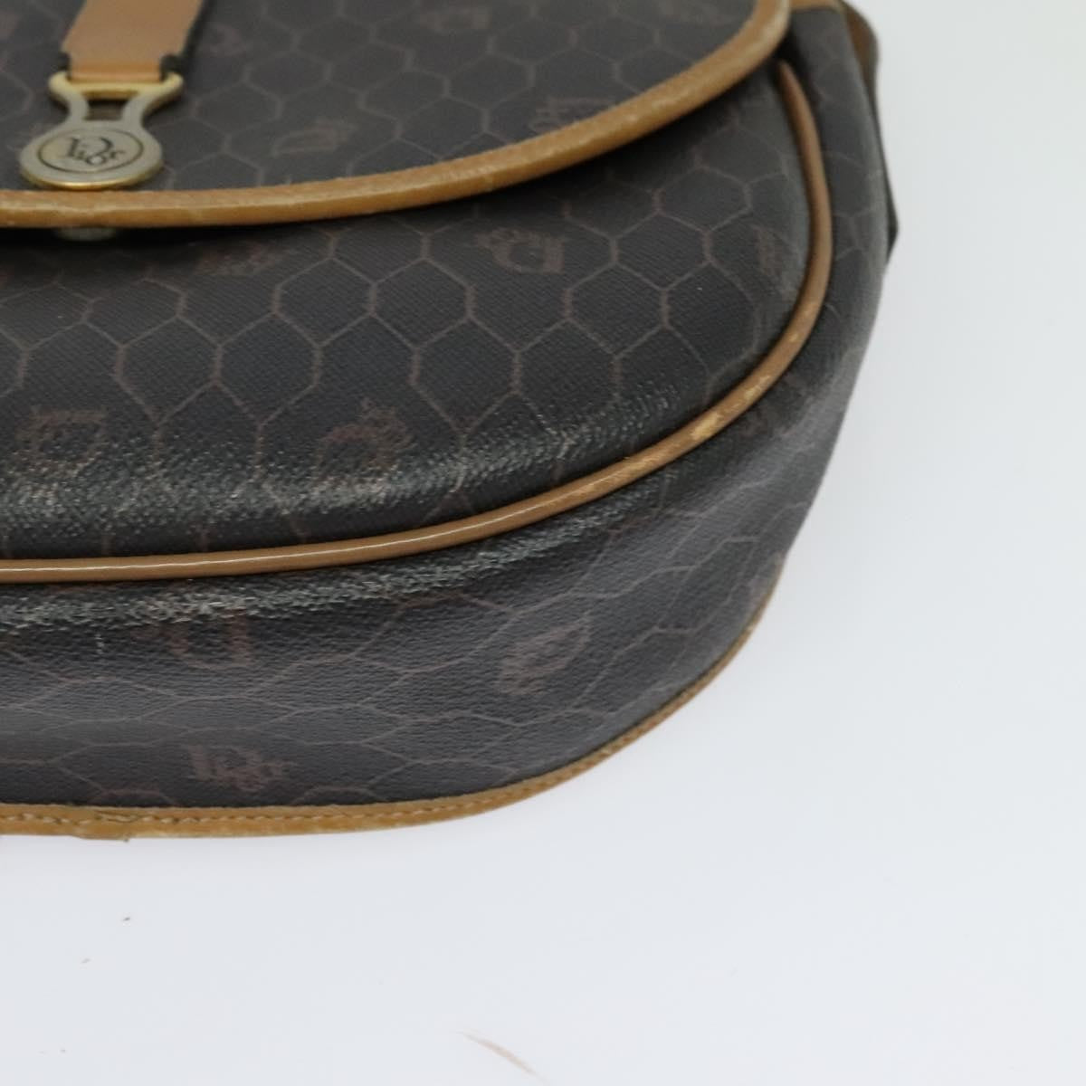 Christian Dior Vintage Honeycomb Flap Canvas and Leather, Black, Canvas, Shoulder Bag