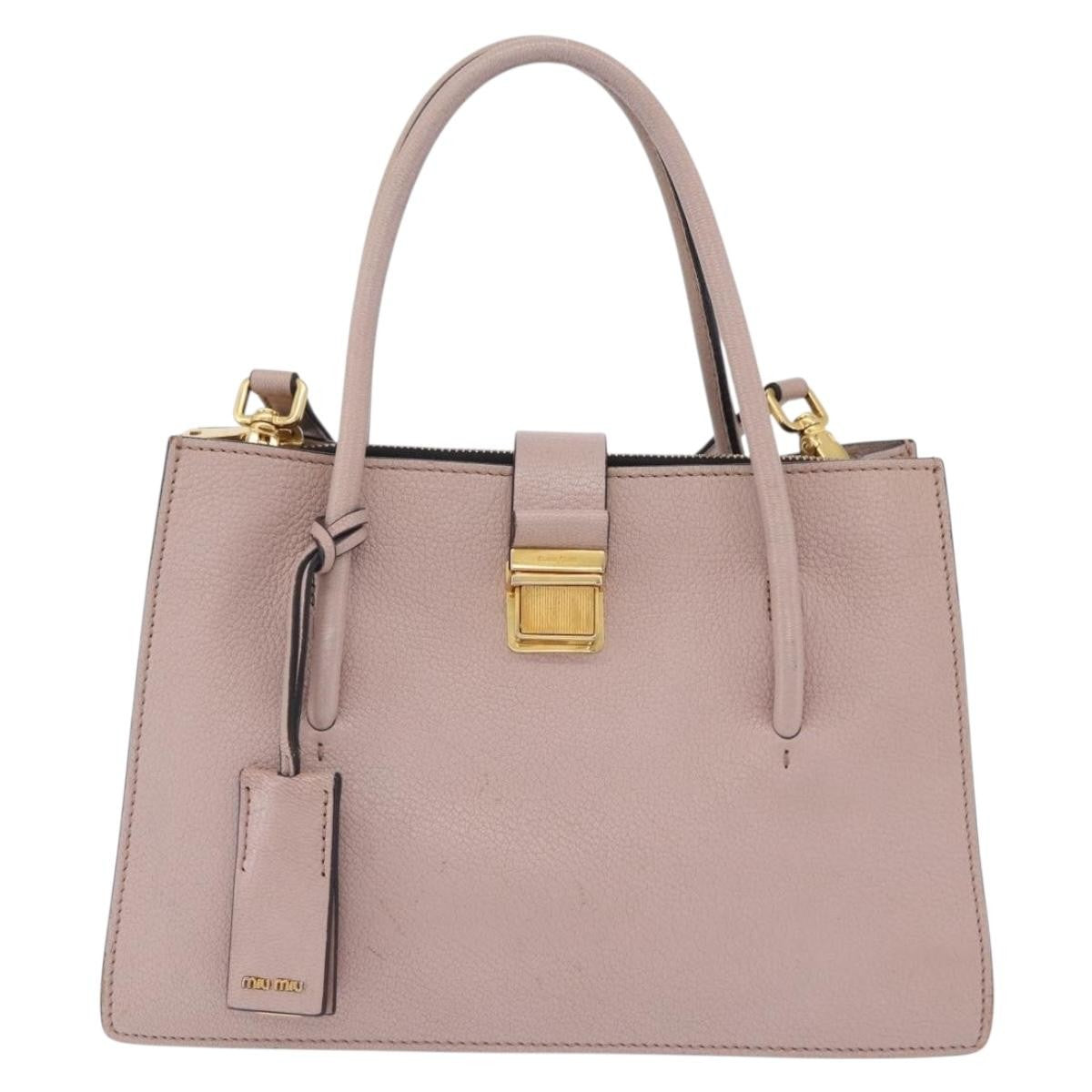 Miu Miu Madras Convertible Compartment Leather, Beige, Leather, Tote Bag