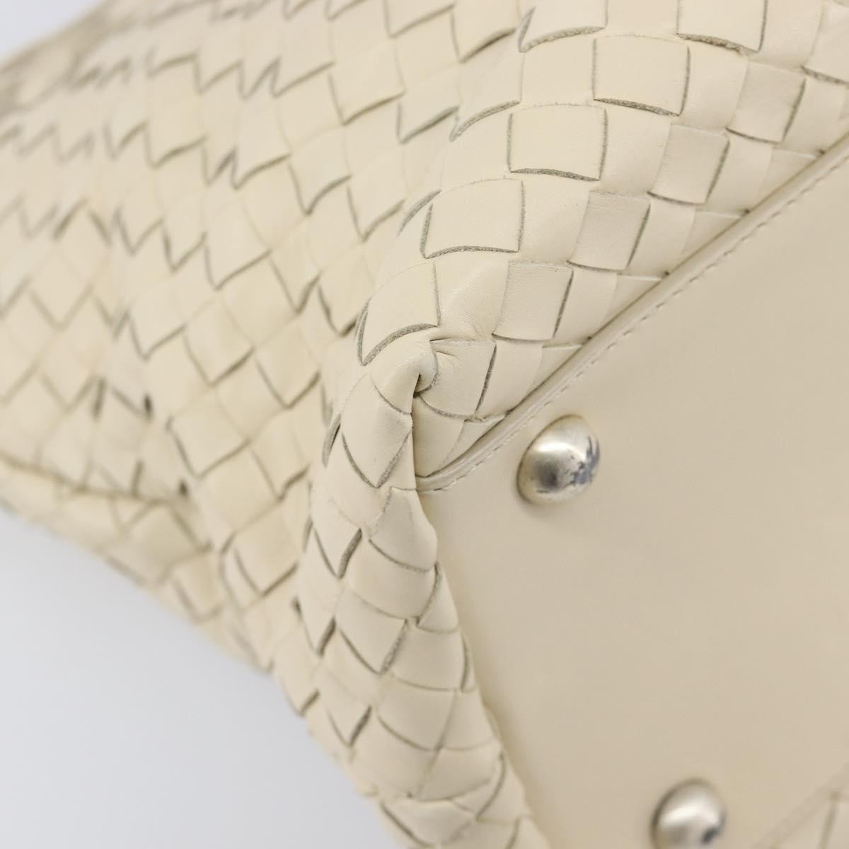 Bottega Veneta Belted Cabas Tote Intrecciato Nappa with Stitched Detail, White, Leather, Tote Bag