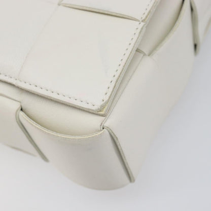 Bottega Veneta Cassette Maxi Intrecciato Leather, White, Leather, Crossbody Bag