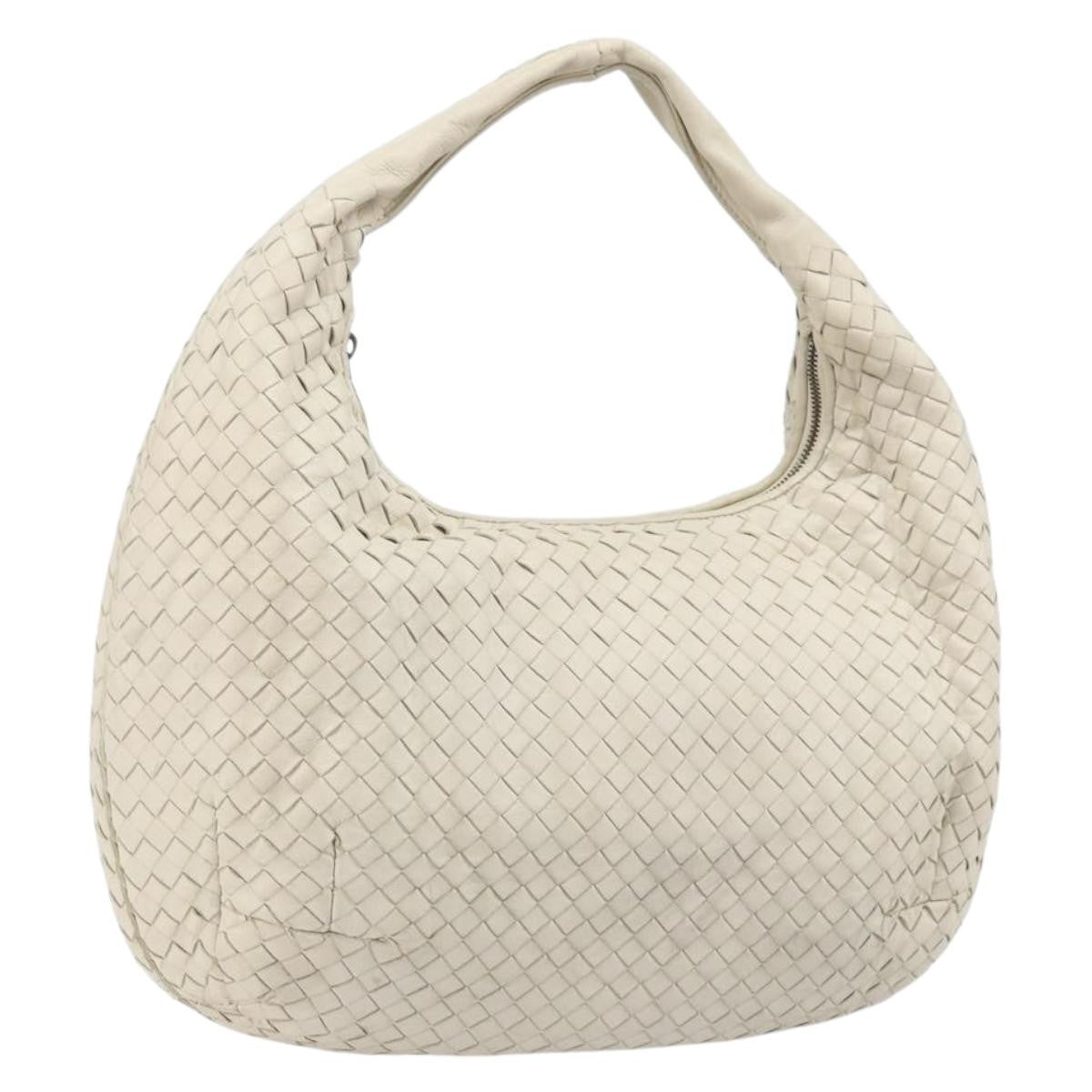 Bottega Veneta Zip Hobo Intrecciato, White, Leather, Handbag
