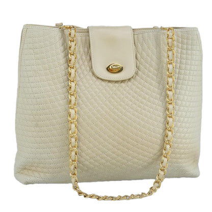 Bally Vintage Quilted Leather, Beige, Leather, Shoulder Bag