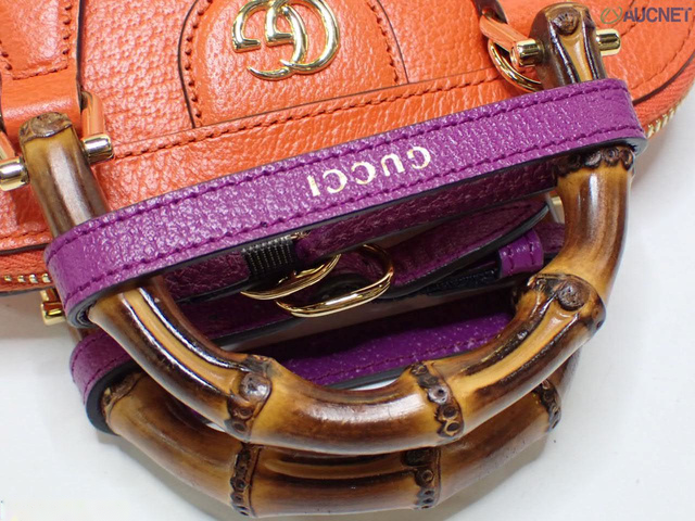 Gucci Diana NM Bamboo Handle Tote Leather, Orange, Leather, Handbag