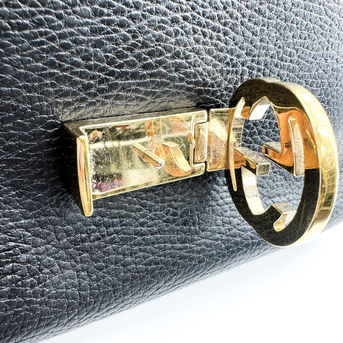 Gucci Interlocking Leather, Black, Leather, Shoulder Bag