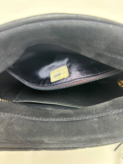 Chanel Shoulder Suede Patchwork, Black, Suede, Shoulder Bag