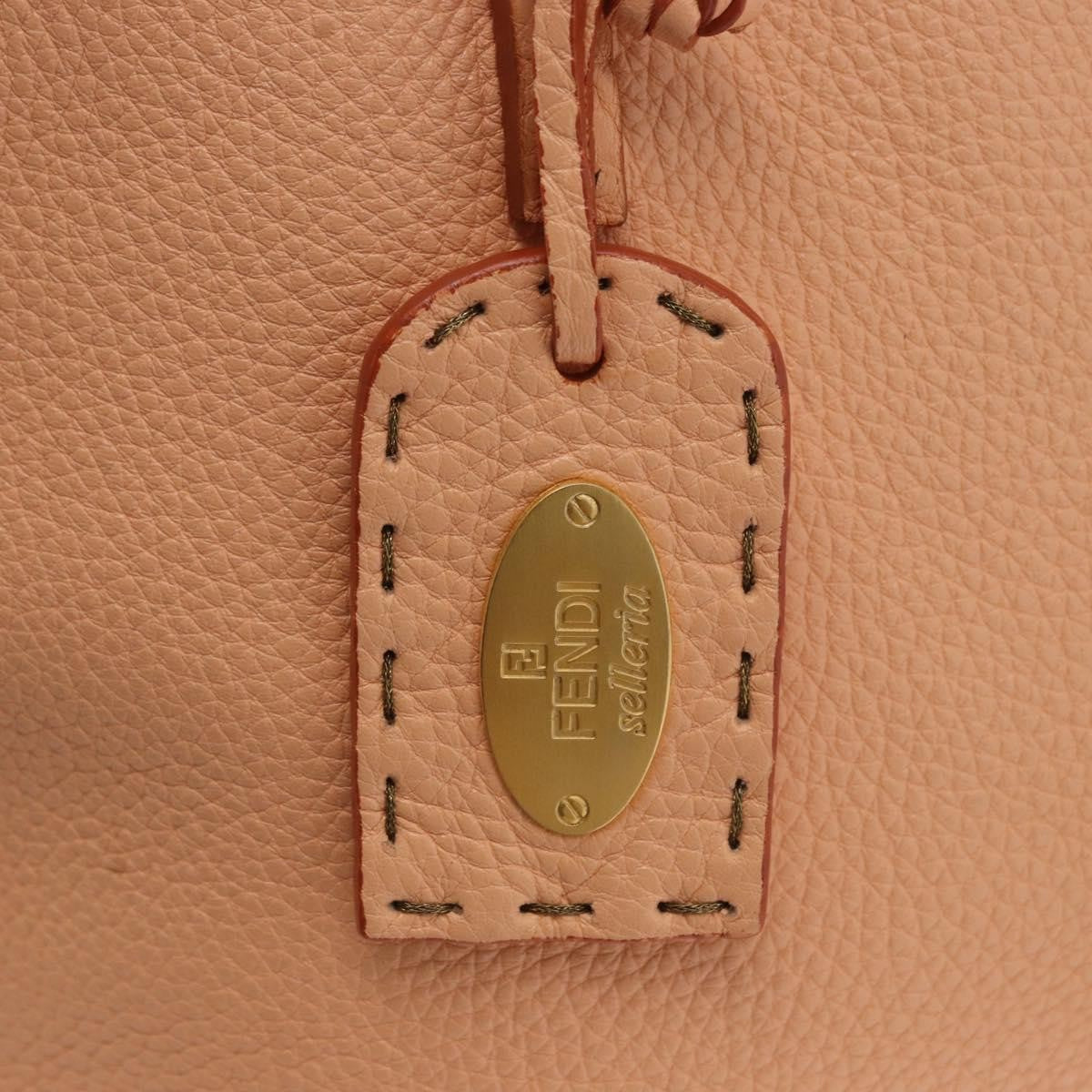 Fendi Selleria Carla Leather, Orange, Leather, Tote Bag