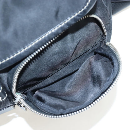 Prada Double Pocket Buckle Flap Tessuto and Leather, Black, Nylon, Handbag