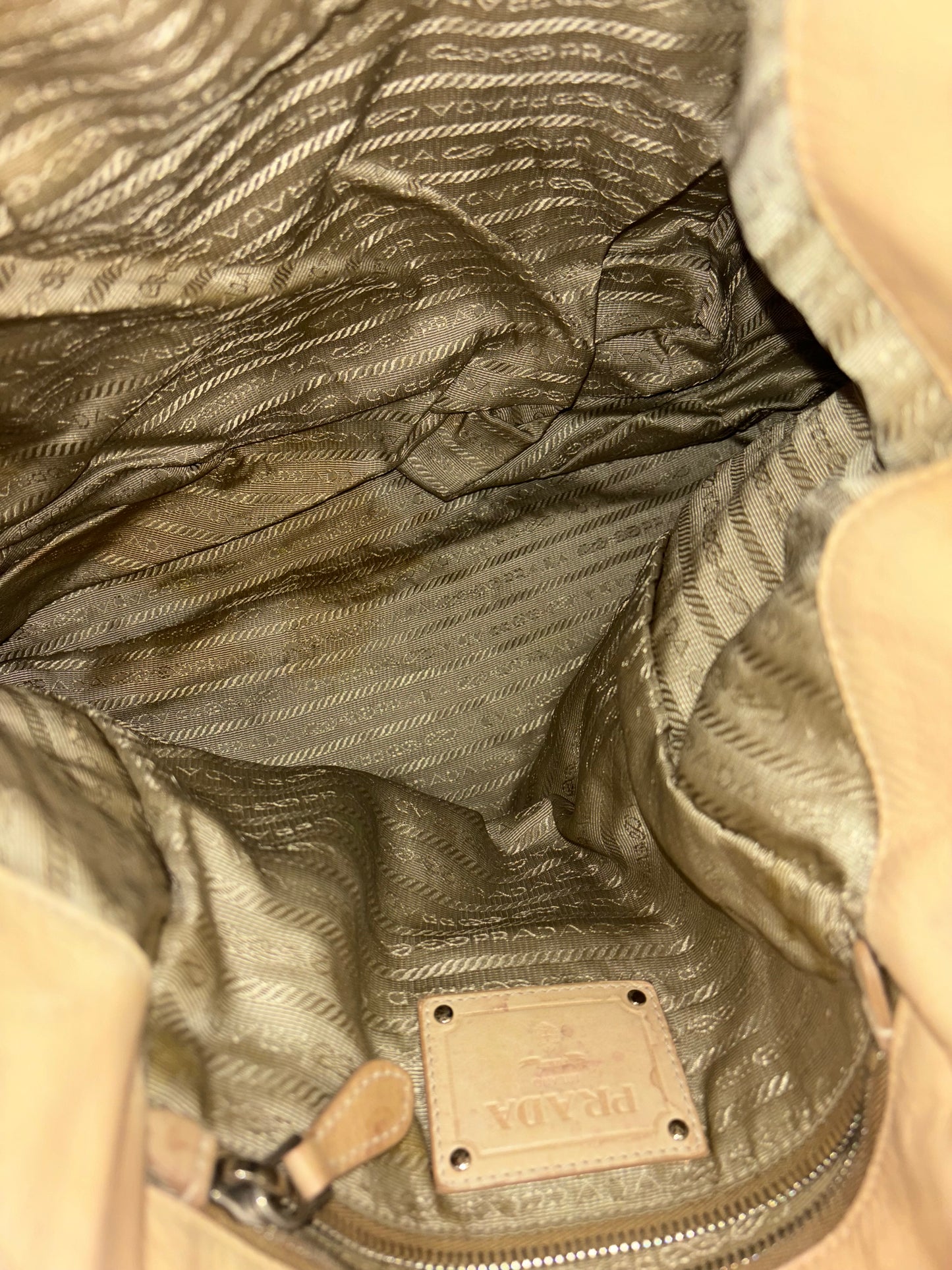 Prada Tote Vitello Daino Vitello Daino, Beige, Calfskin, Tote Bag