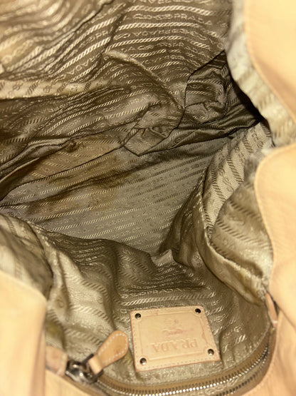 Prada Tote Vitello Daino Vitello Daino, Beige, Calfskin, Tote Bag