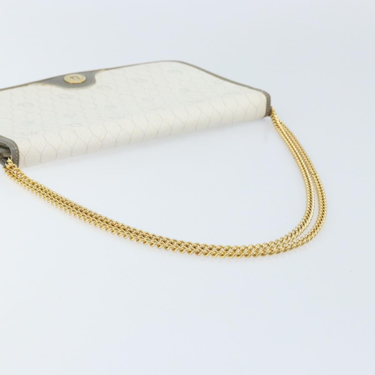 Christian Dior Vintage Honeycomb chain Canvas, White, Canvas, Shoulder Bag