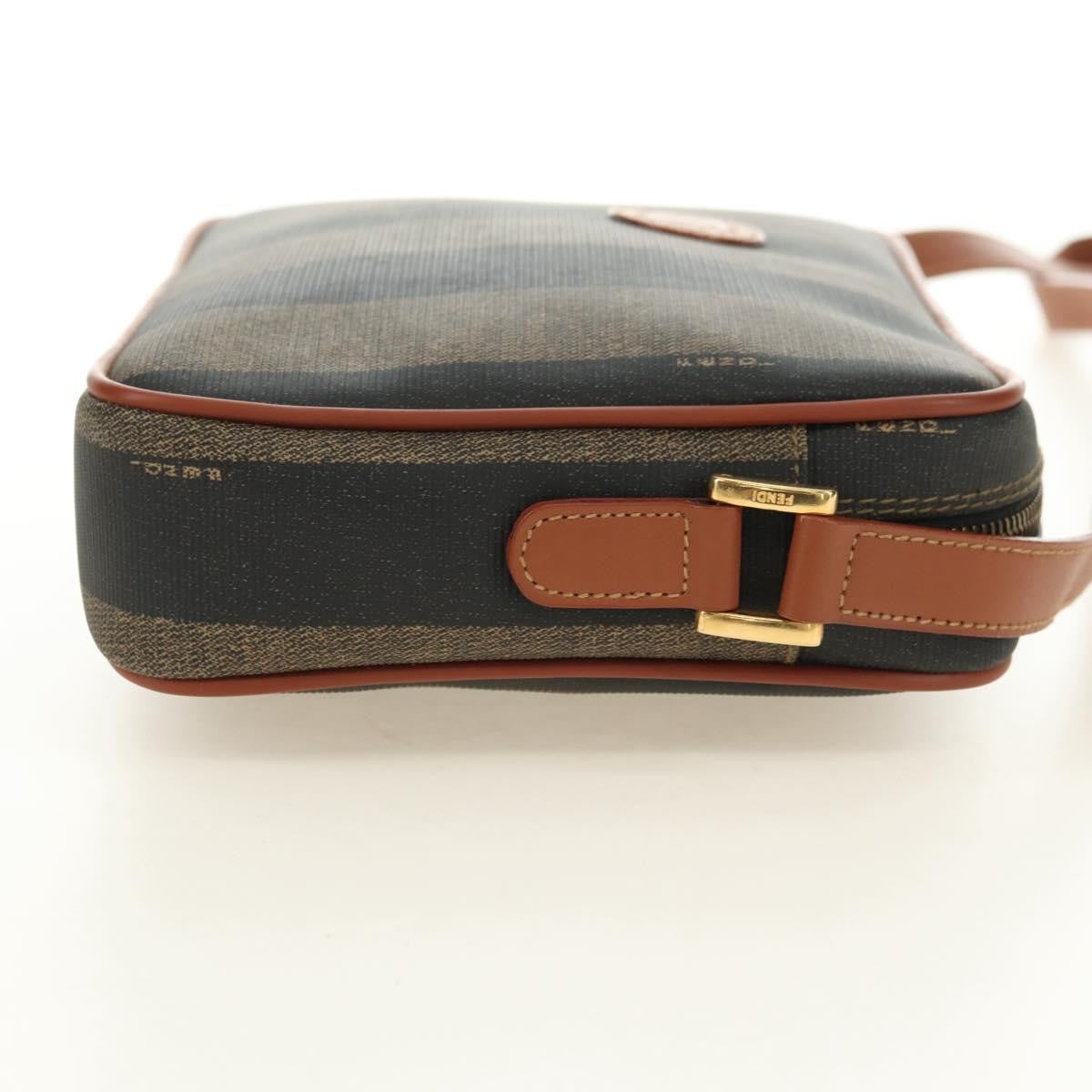 Fendi Vintage Pequin Coated Canvas, Brown, Canvas, Tote Bag