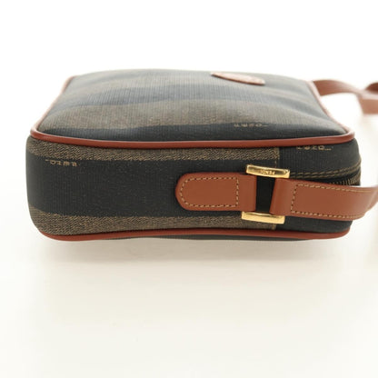 Fendi Vintage Pequin Coated Canvas, Brown, Canvas, Tote Bag