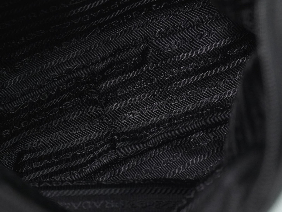 Prada Front Zip Messenger Quilted Tessuto, Black, Nylon, Shoulder Bag