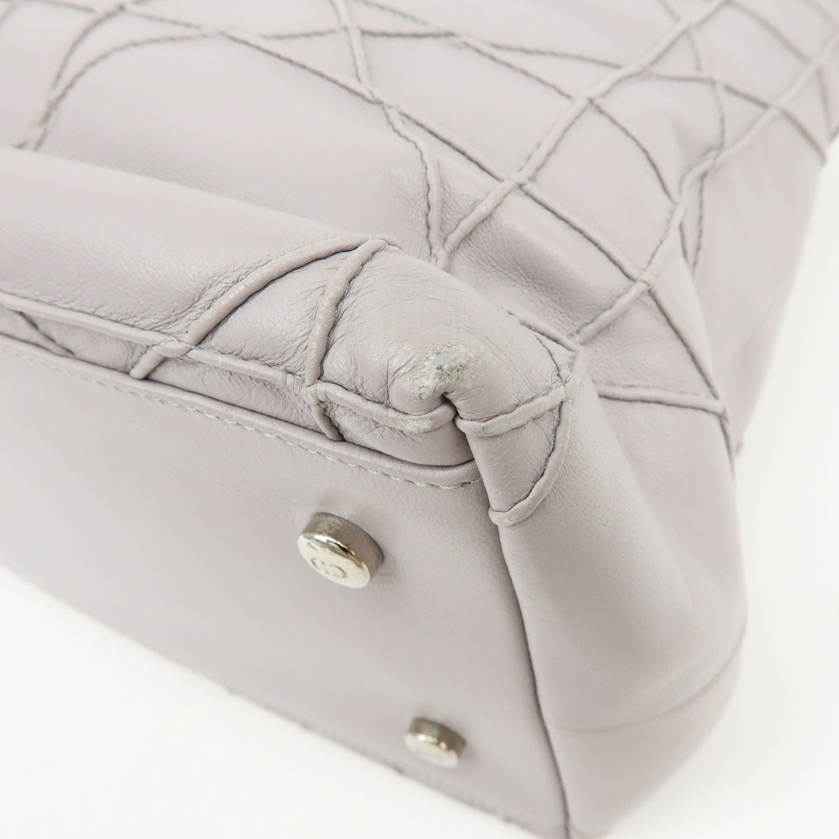 Christian Dior Granville Satchel Cannage Quilt Leather, Purple, Leather, Handbag