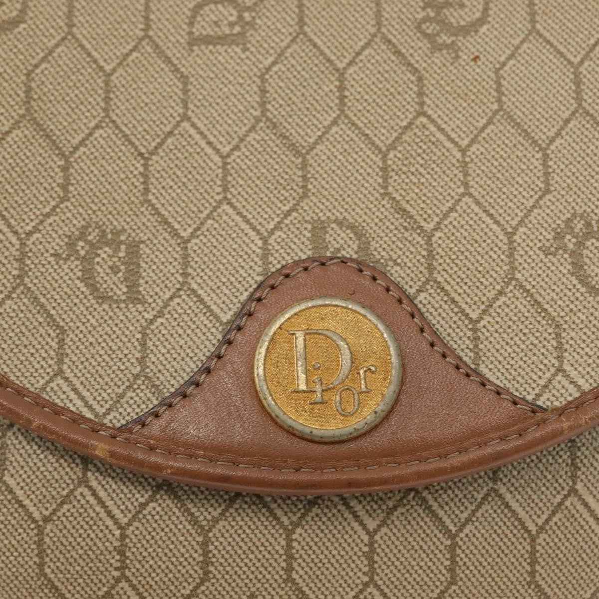 Christian Dior Vintage Honeycomb Flap Canvas and Leather, Beige, Canvas, Shoulder Bag
