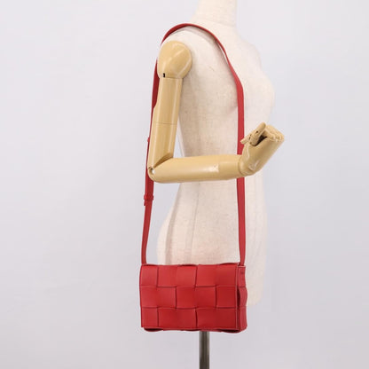 Bottega Veneta Cassette Maxi Intrecciato Leather, Red, Leather, Crossbody Bag