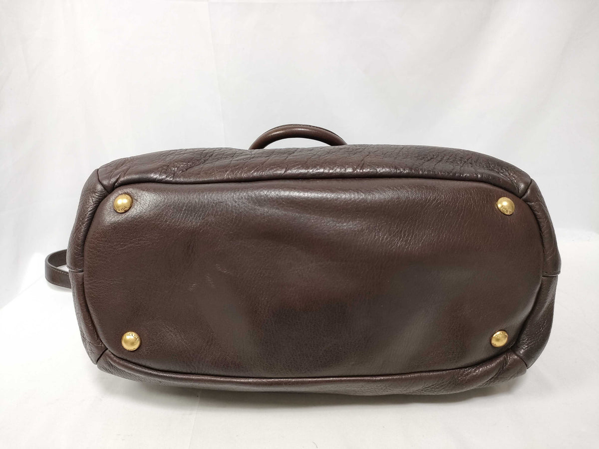 Prada Vitello Daino Convertible Tote Vitello Daino, Brown, Leather, Handbag