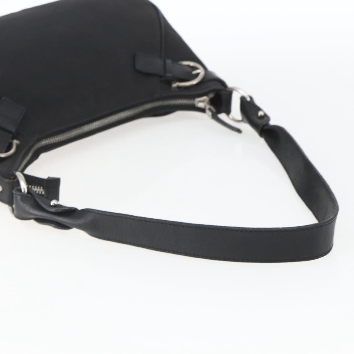 Salvatore Ferragamo Vintage Gancini Hobo Leather, Black, Canvas, Shoulder Bag