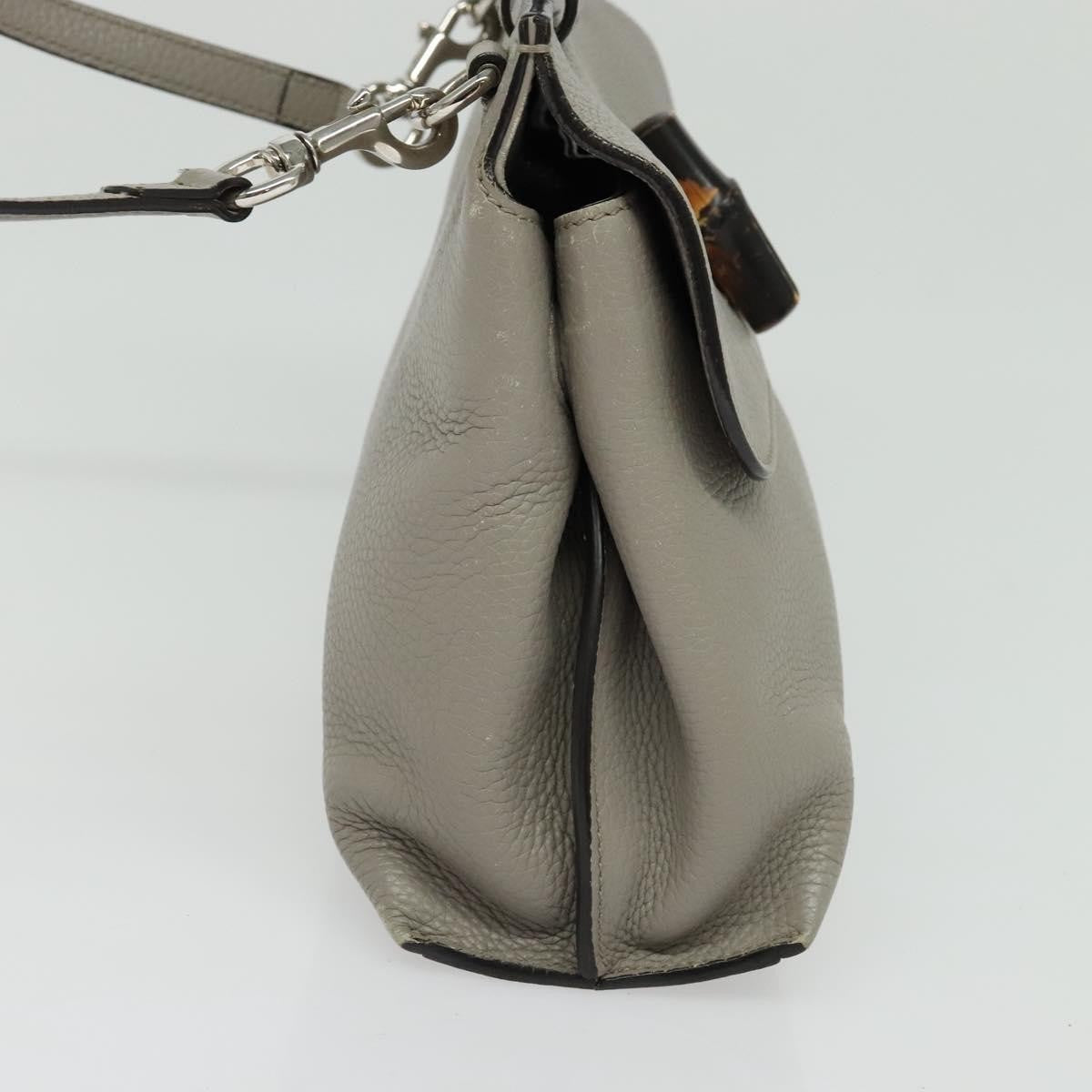 Gucci Bamboo Daily Top Handle Leather, Gray, Leather, Shoulder Bag