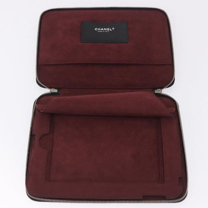 Chanel Zip Around iPad Case Quilted Lambskin, Black, Leather, Tech Accessory