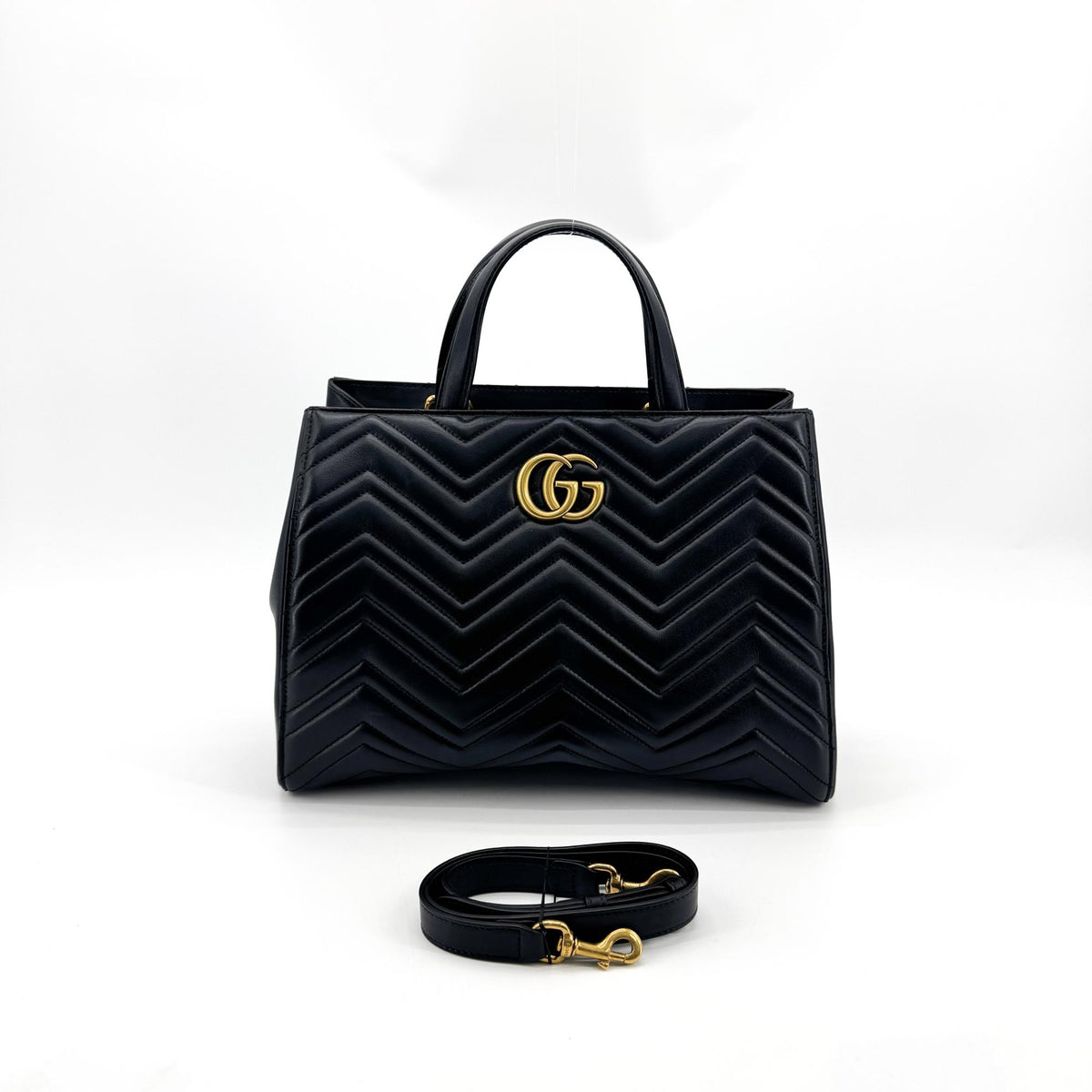 Gucci GG Marmont Matelasse Leather, Black, Leather, Shoulder Bag