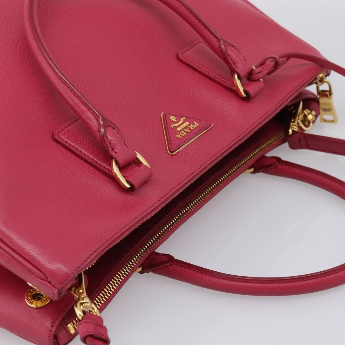 Prada Galleria Double Zip Saffiano Leather, Pink, Leather, Tote Bag