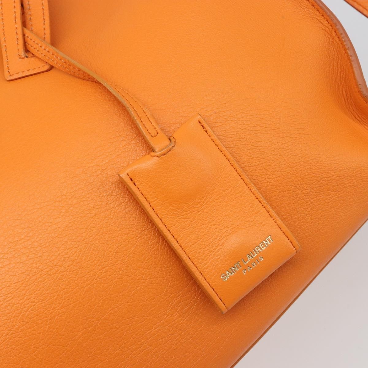 Saint Laurent Classic Y Cabas Leather, Orange, Leather, Tote Bag