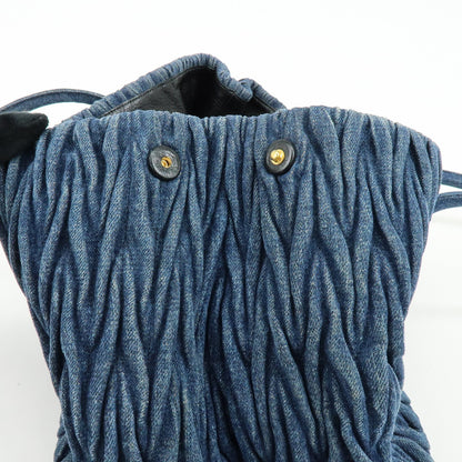 Miu Miu Convertible Matelasse Denim, Blue, Denim, Tote Bag