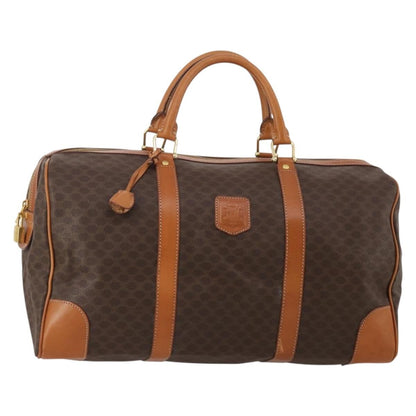 Celine Boston Triomphe Coated Canvas, Brown, PVC, Handbag