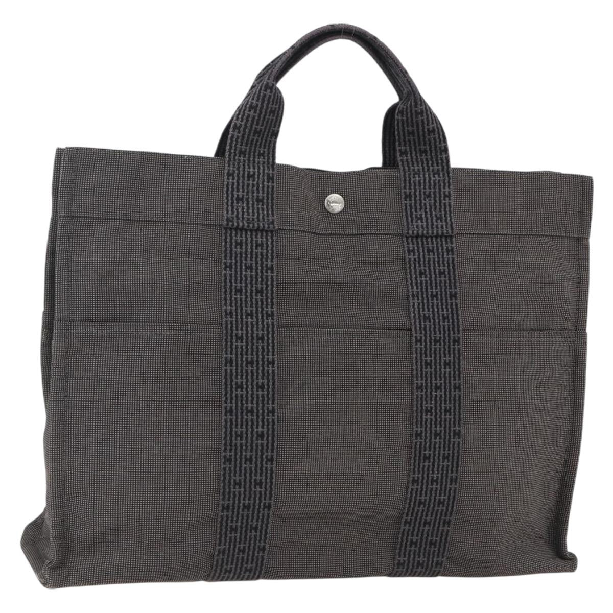 Hermes Fourre-tout Herline Canvas, Gray, Canvas, Tote Bag