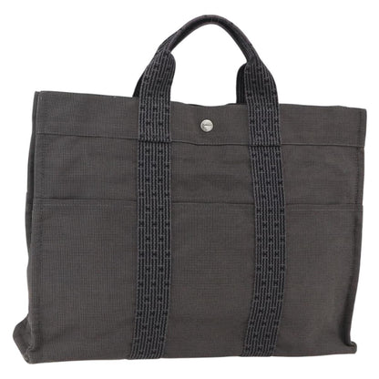 Hermes Fourre-tout Herline Canvas, Gray, Canvas, Tote Bag