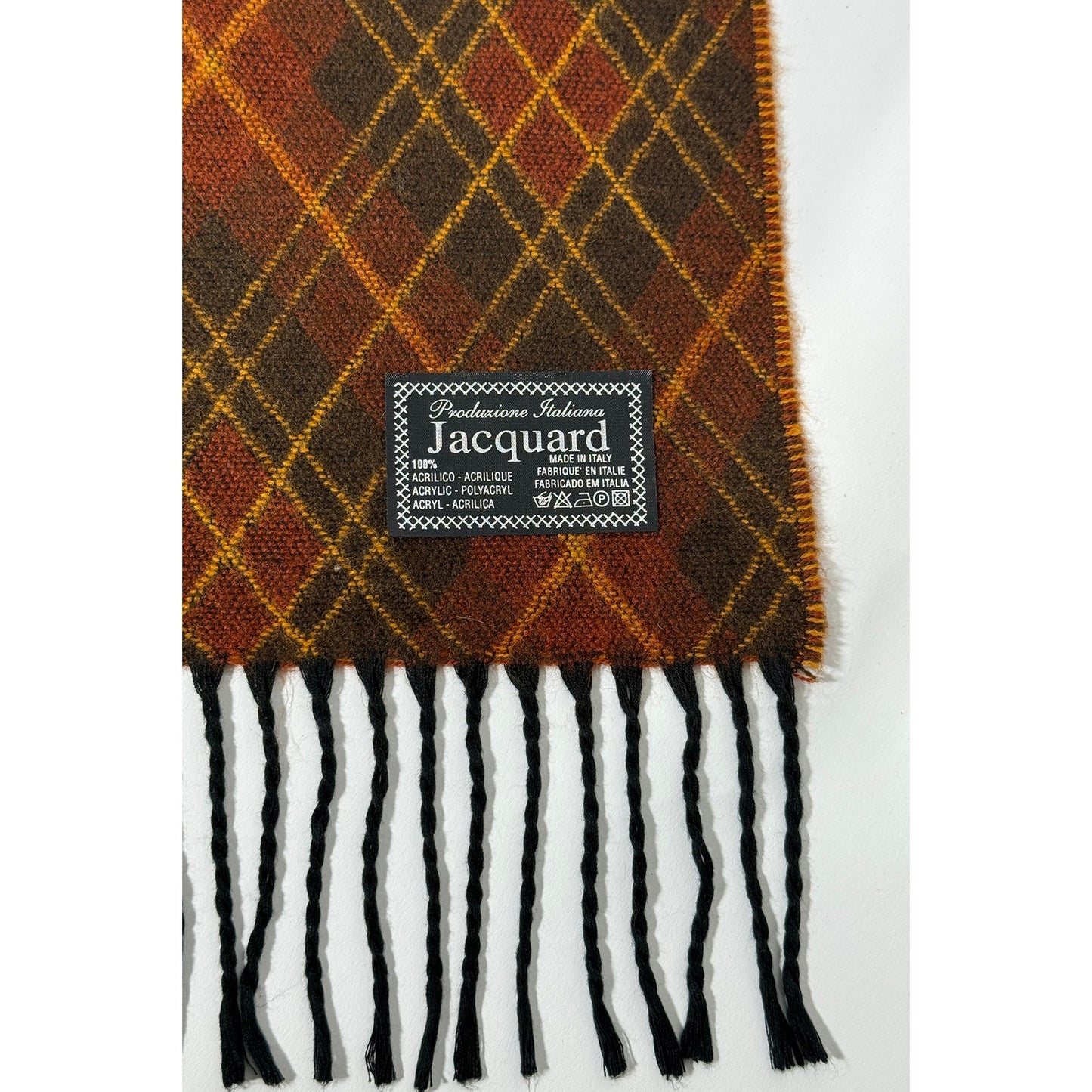 Produzione Italiana Wrap Shawl Brown Tartan Plaid