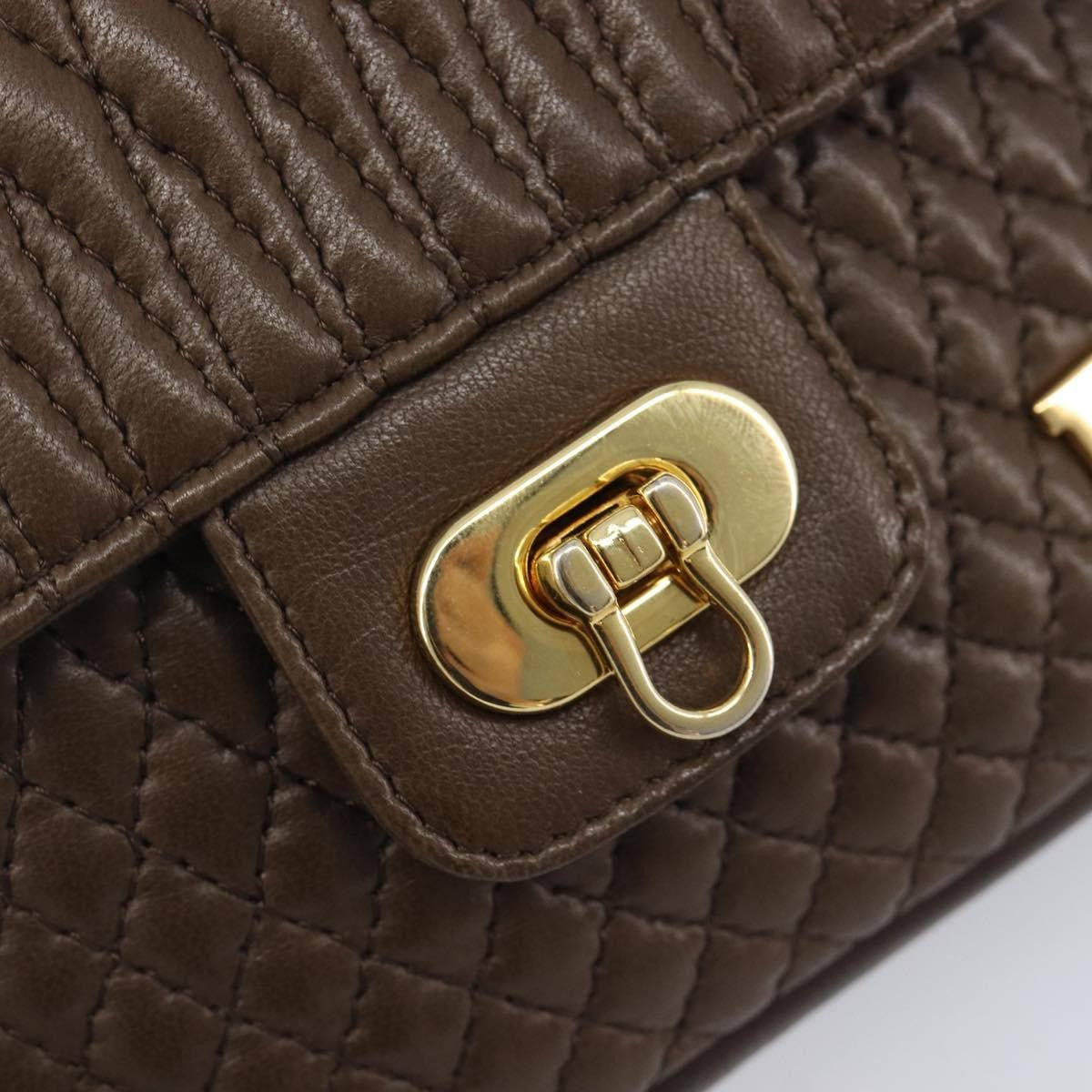 Bally Vintage Chain Quilted Leather, Brown, Leather, Shoulder Bag