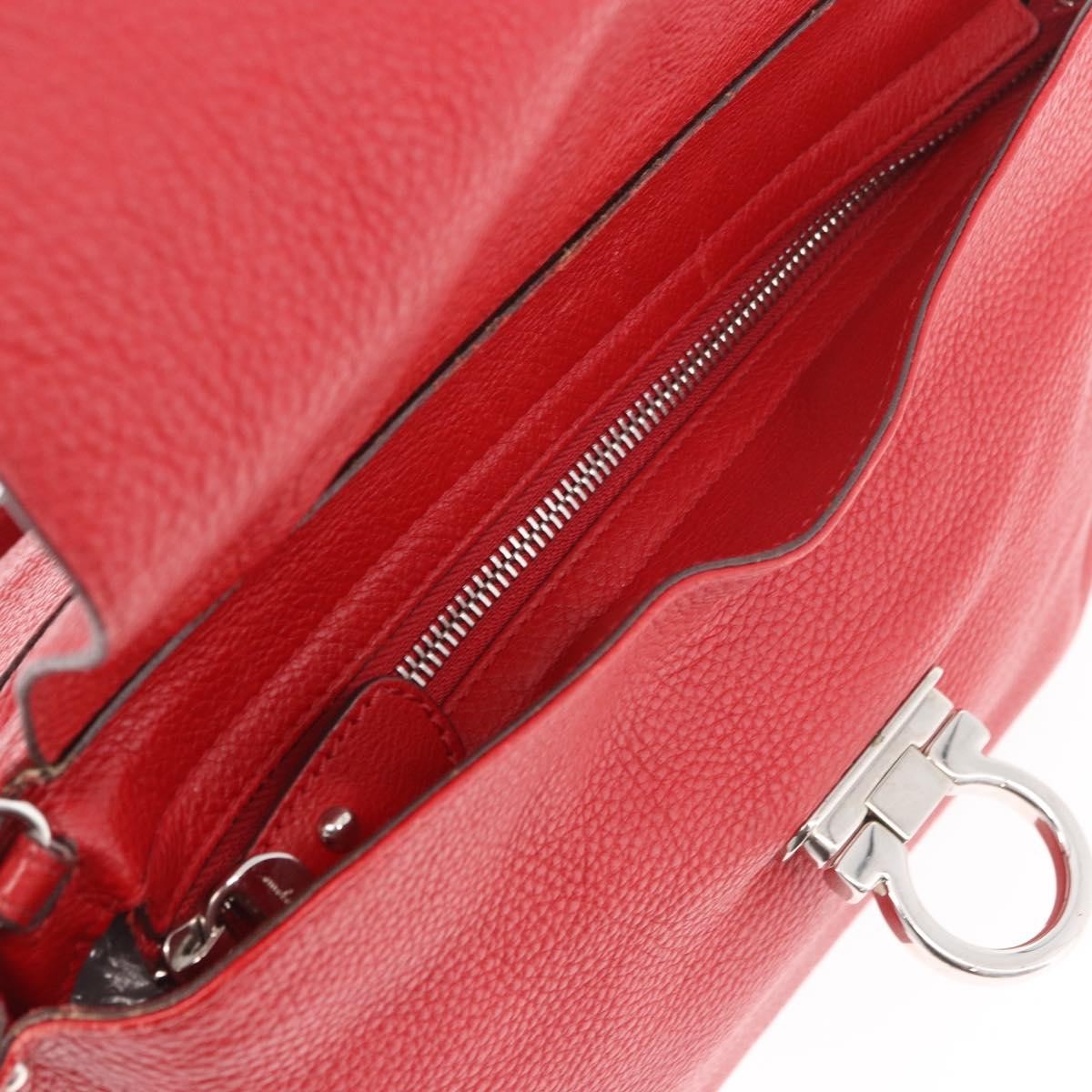 Salvatore Ferragamo Sofia Satchel Grainy Leather, Red, Leather, Handbag