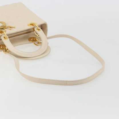 Christian Dior Lady Dior Cannage Quilt Lambskin, White, Leather, Handbag