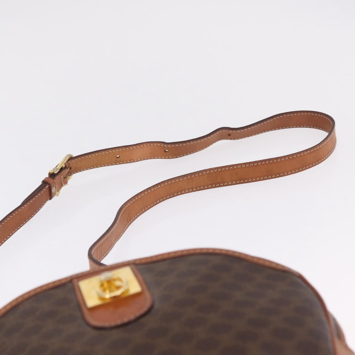 Celine Macadam Shoulder Leather, Brown, Canvas, Crossbody Bag