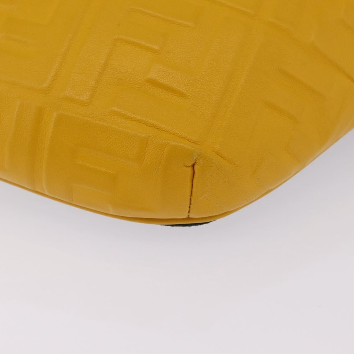 Fendi Zip Waist Zucca Embossed Leather, Yellow, Canvas, Handbag