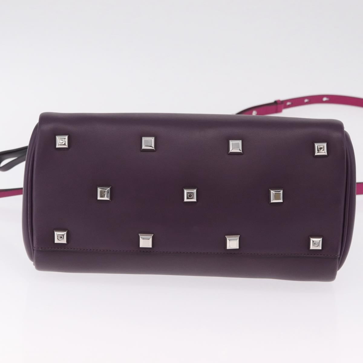 Salvatore Ferragamo Studio Satchel Leather, Purple, Leather, Handbag
