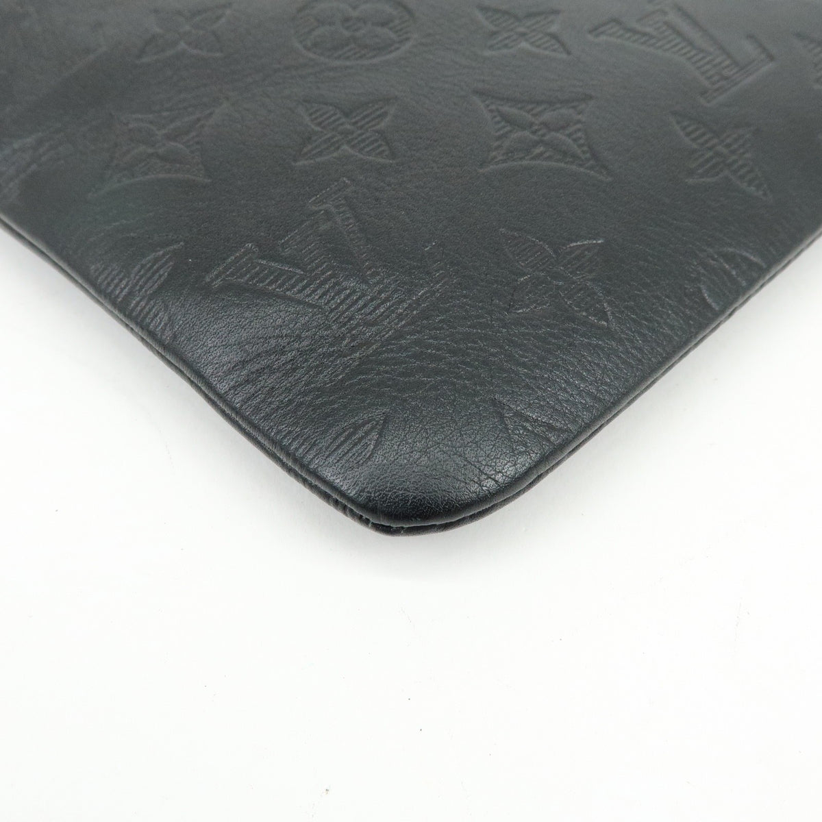 Louis Vuitton Discovery Pochette Monogram Shadow Leather, Black, Leather, Clutch