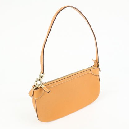 Salvatore Ferragamo Gancini Top Handle Leather, Orange, Leather, Handbag