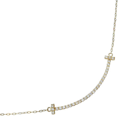 Tiffany & Co. T Smile Pendant 18K Yellow Gold with Diamonds, Gold, Yellow Gold, Necklace