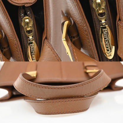 Burberry Vintage Zip Leather, Brown, Leather, Tote Bag