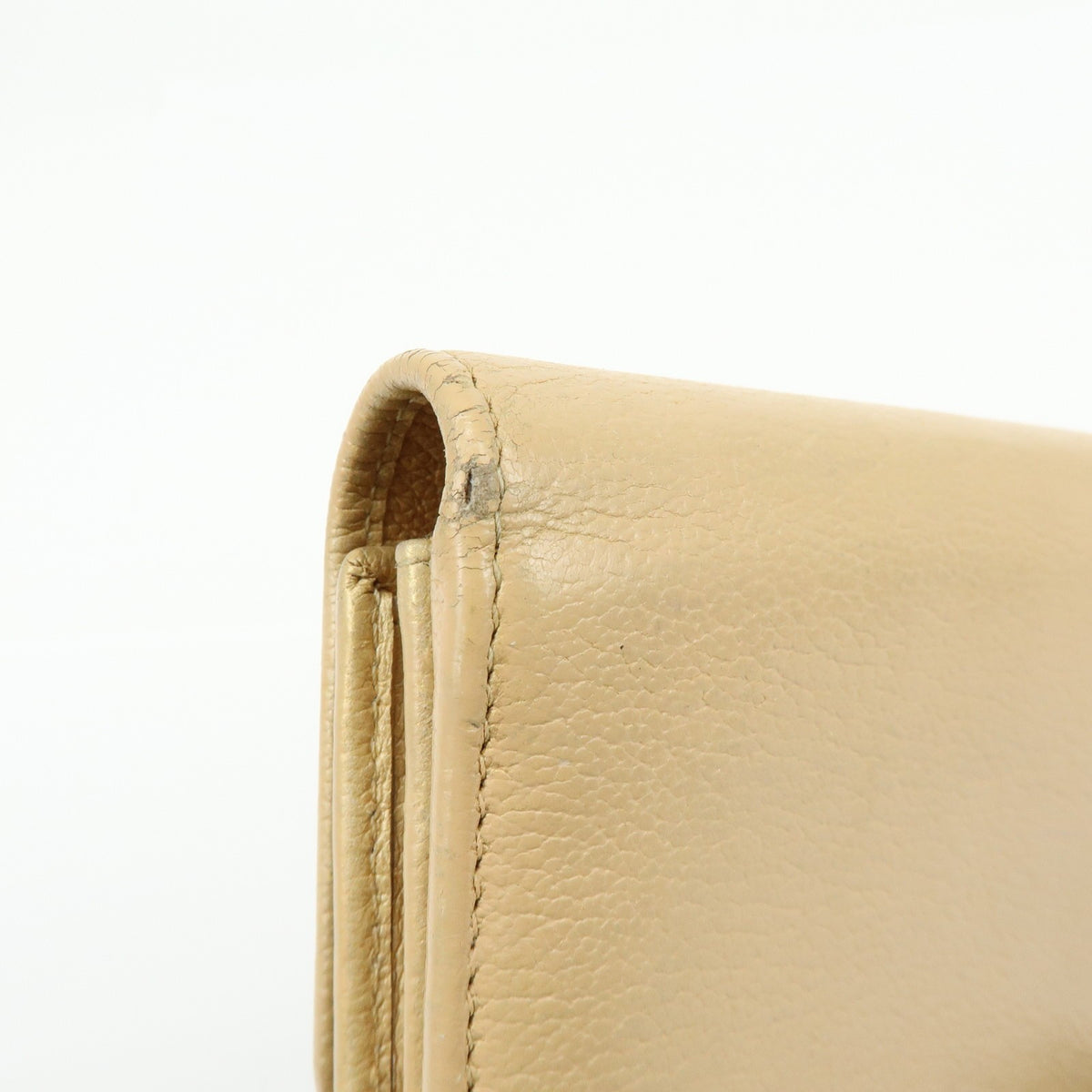 Chanel Camellia Flap Leather, Beige, Calfskin, Wallet