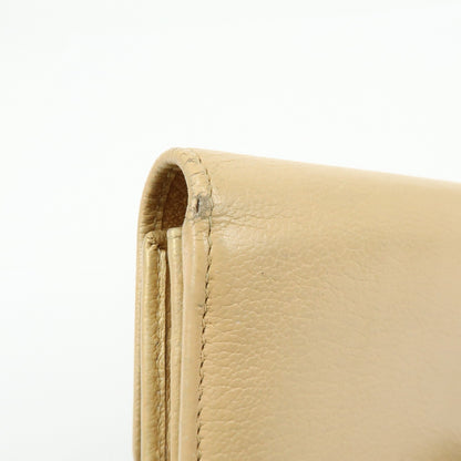 Chanel Camellia Flap Leather, Beige, Calfskin, Wallet