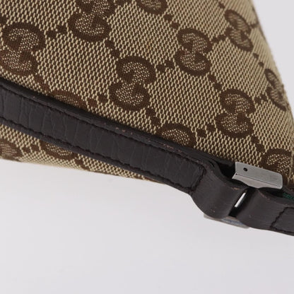Gucci Web Boat Pochette GG Canvas and Leather, Beige, Canvas, Handbag