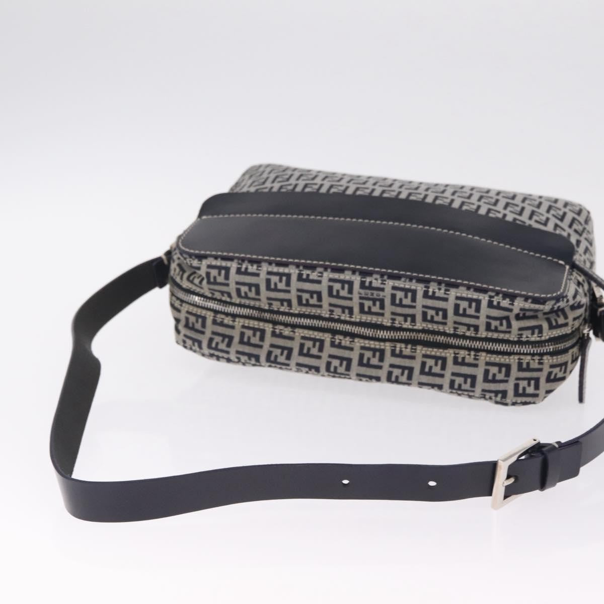 Fendi Shoulder Zucchino Canvas, Navy, Canvas, Shoulder Bag