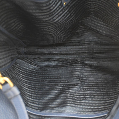 Prada Convertible Shopper Tote Vitello Daino, Navy, Leather, Tote Bag