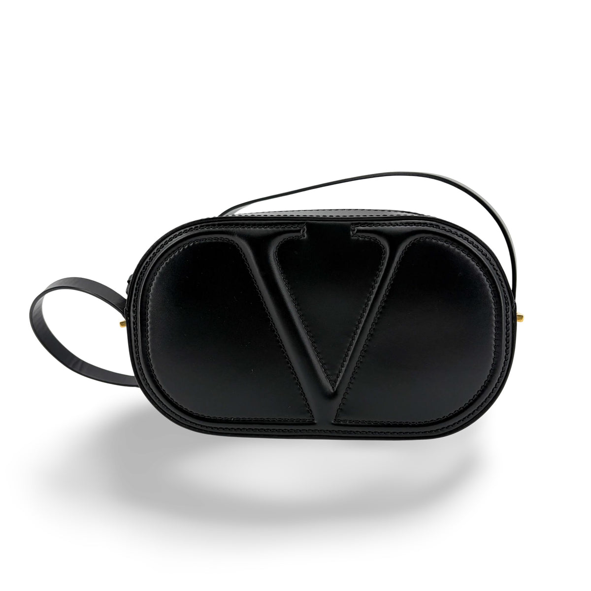 Valentino Garavani VLogo Walk Leather, Black, Leather, Crossbody Bag
